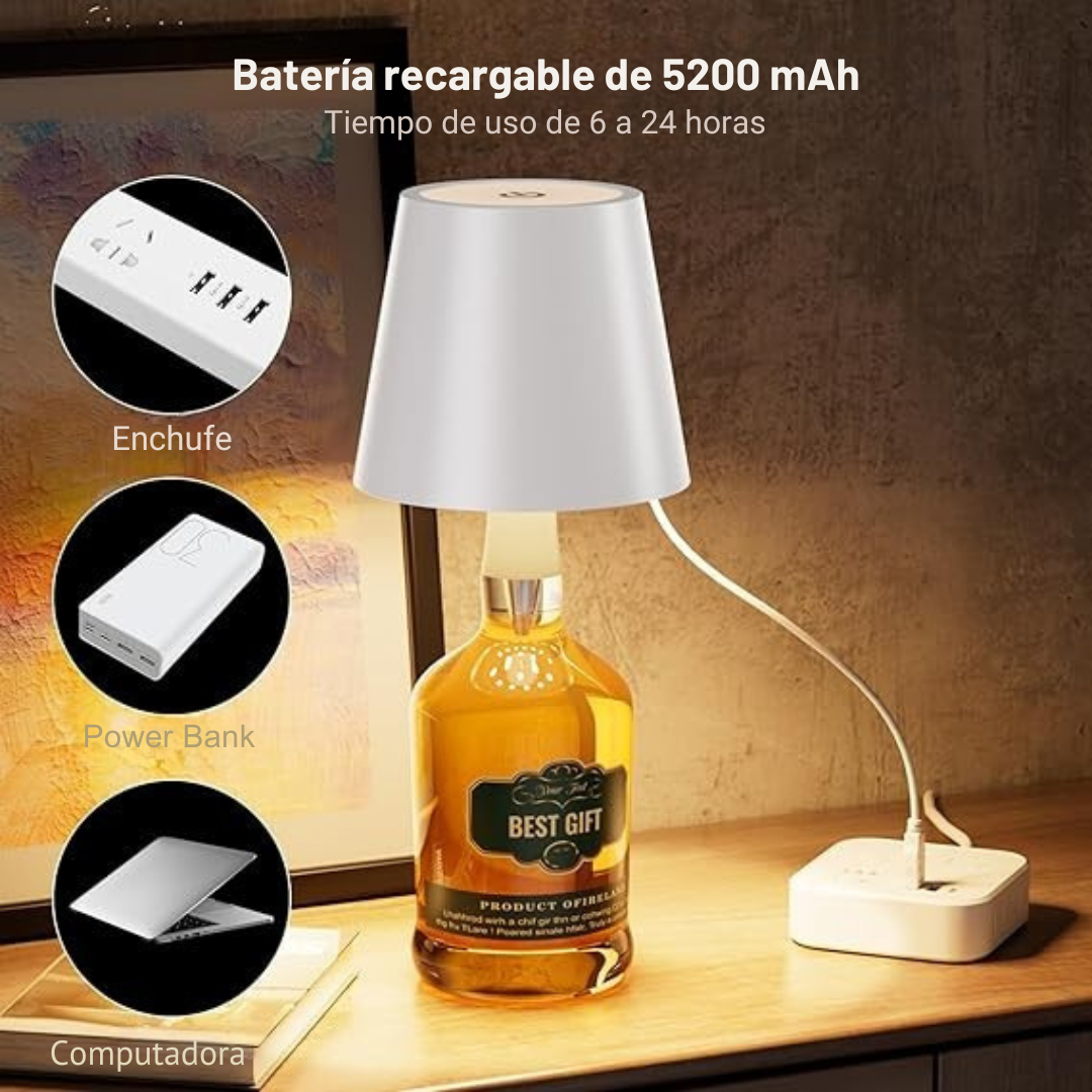 Lámpara EcoLuxe™: Convierte tus botellas favoritas en arte iluminado