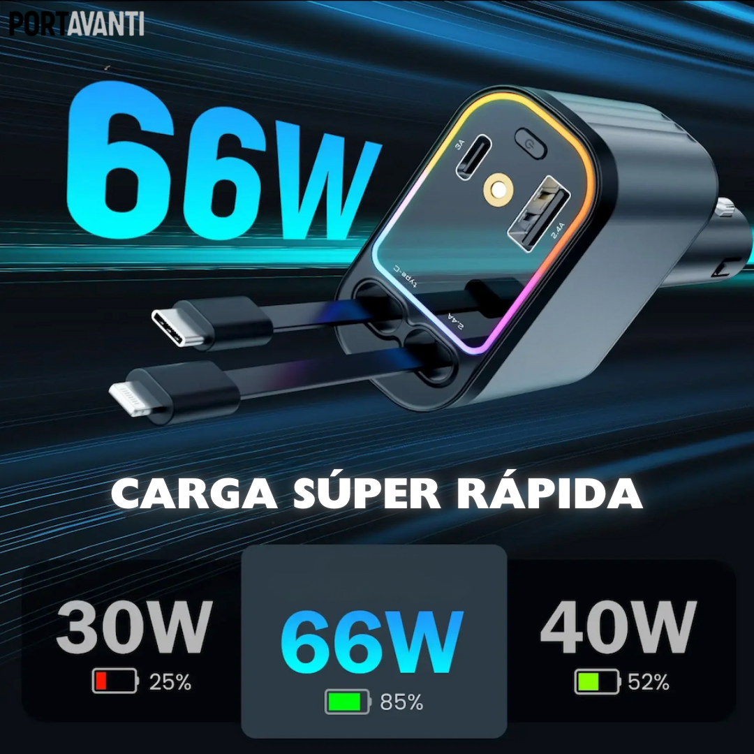 Cargador Starlight 4 en 1: carga, organiza y embellece tu carro