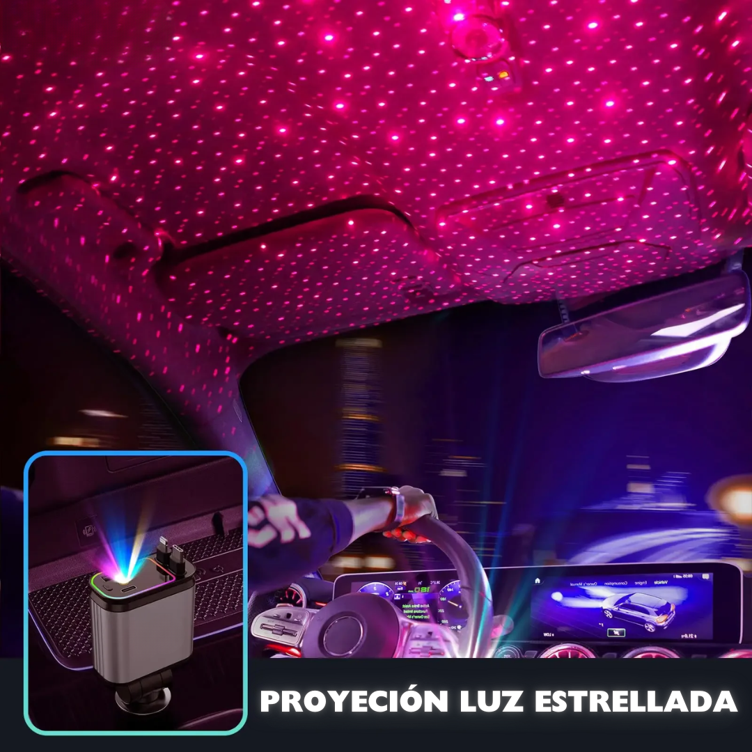 Cargador Starlight 4 en 1: carga, organiza y embellece tu carro
