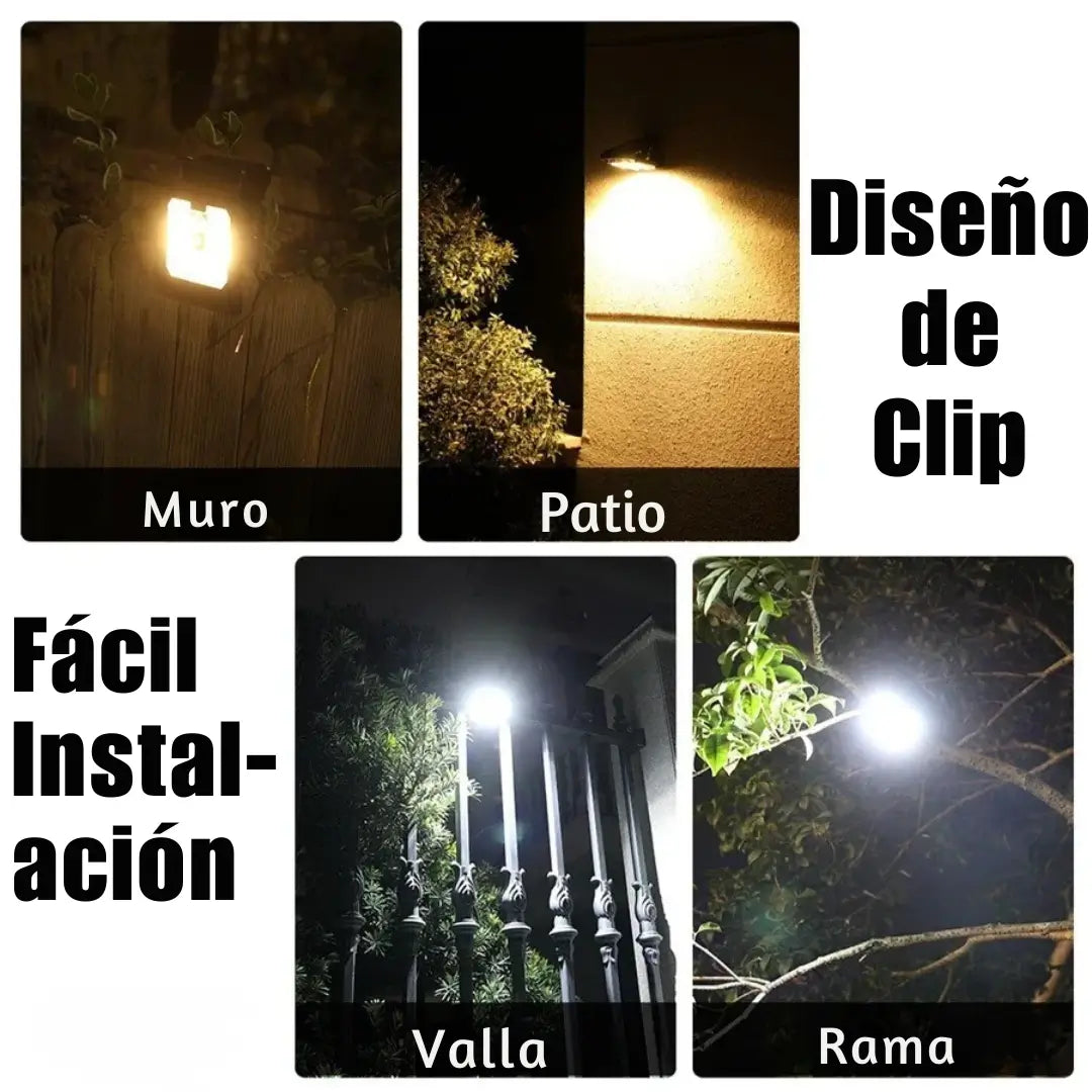 Luz LED Clip con Sensor y Carga Solar – Ilumina sin cables ni enchufes