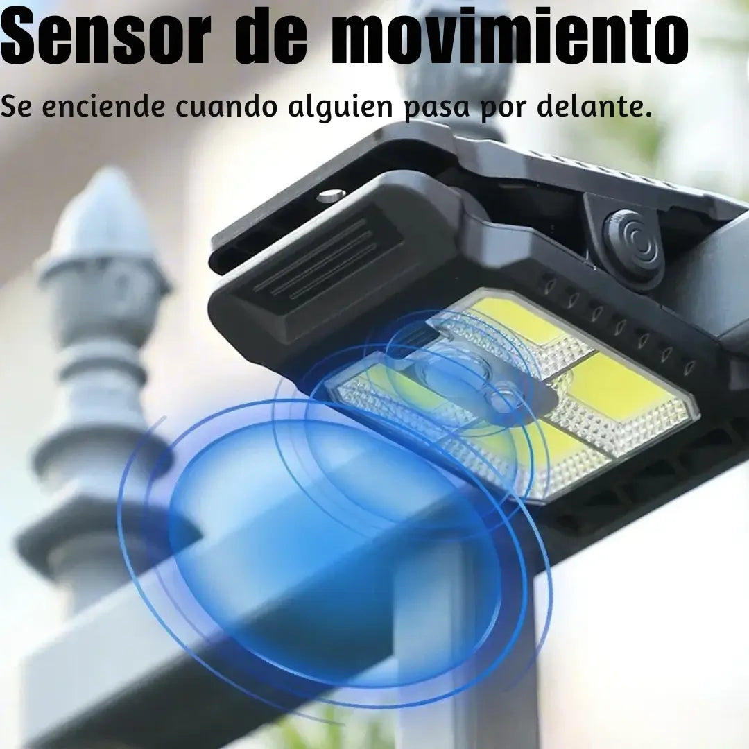 Luz LED Clip con Sensor y Carga Solar – Ilumina sin cables ni enchufes