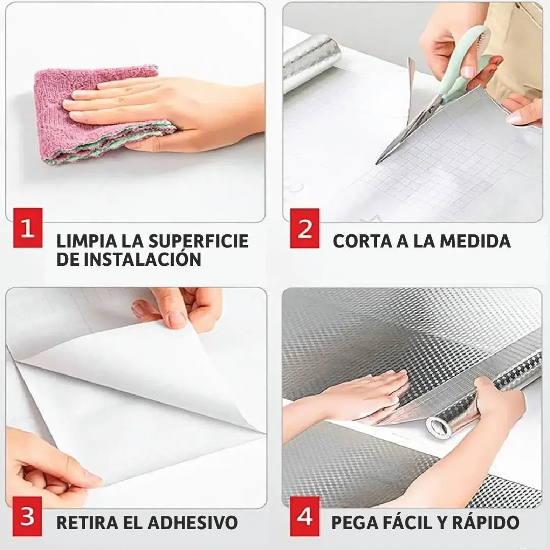 Papel aluminio Adhesivo Multisuperficie Rollo de 2 a 5 m de largo x 60 cm de ancho
