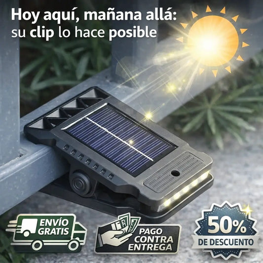 Luz LED Clip con Sensor y Carga Solar – Ilumina sin cables ni enchufes