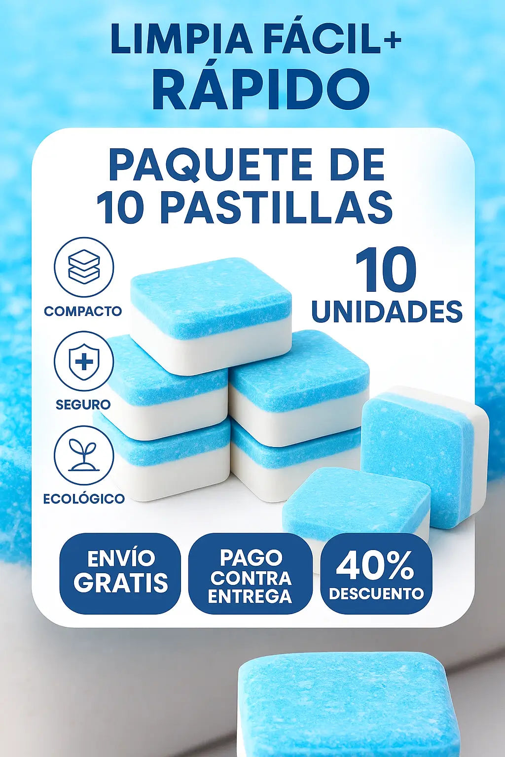 Pastillas Limpieza Profunda (x 10) – ¡Paga 6, Llevas 10! Lavadora como nueva