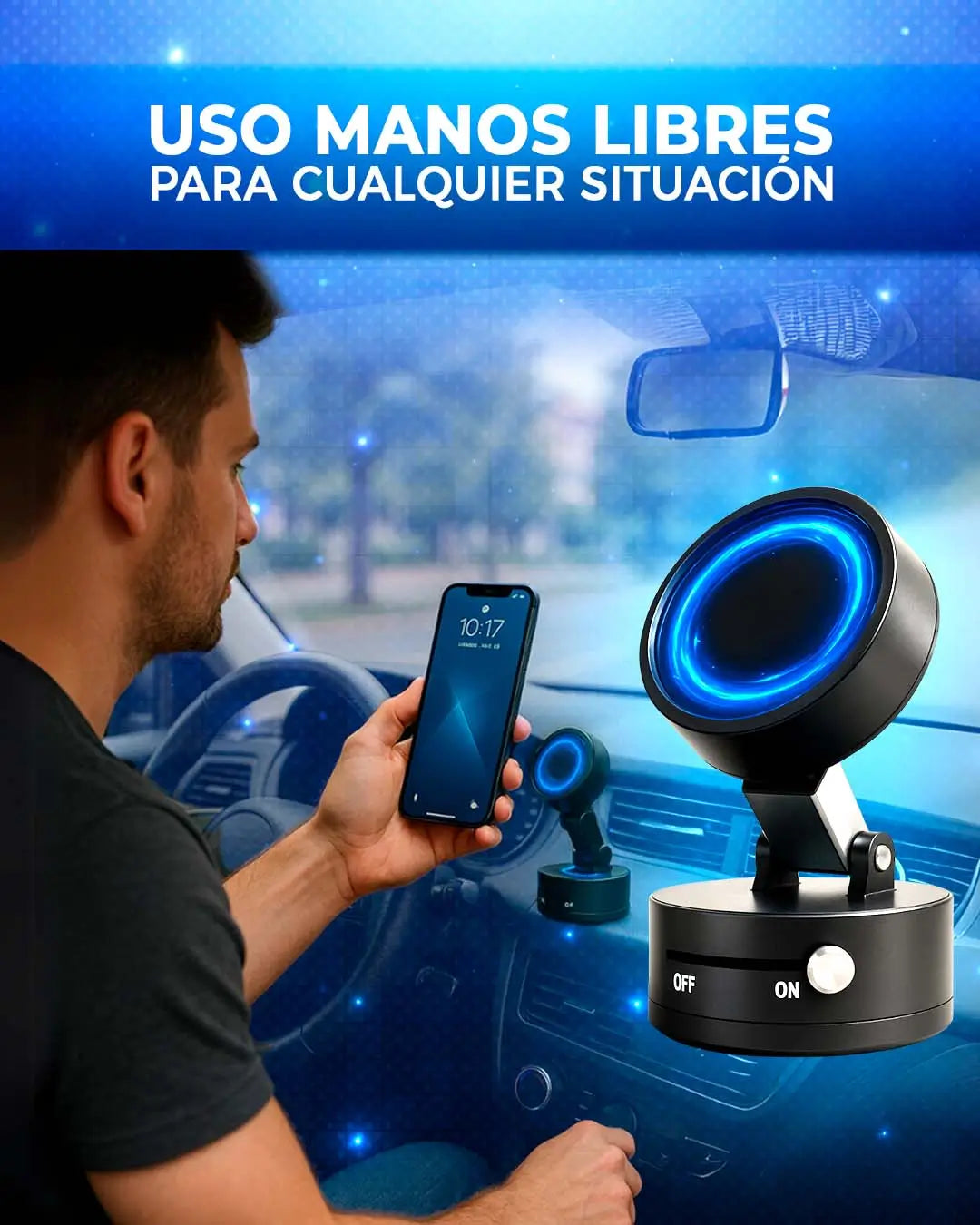 Soporte Magnético con Ventosa 360° Tu teléfono más seguro y a la vista
