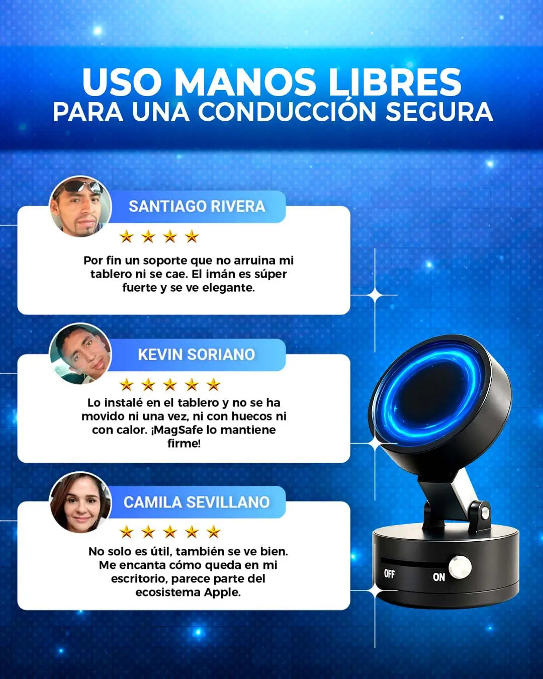 Soporte Magnético con Ventosa 360° Tu teléfono más seguro y a la vista