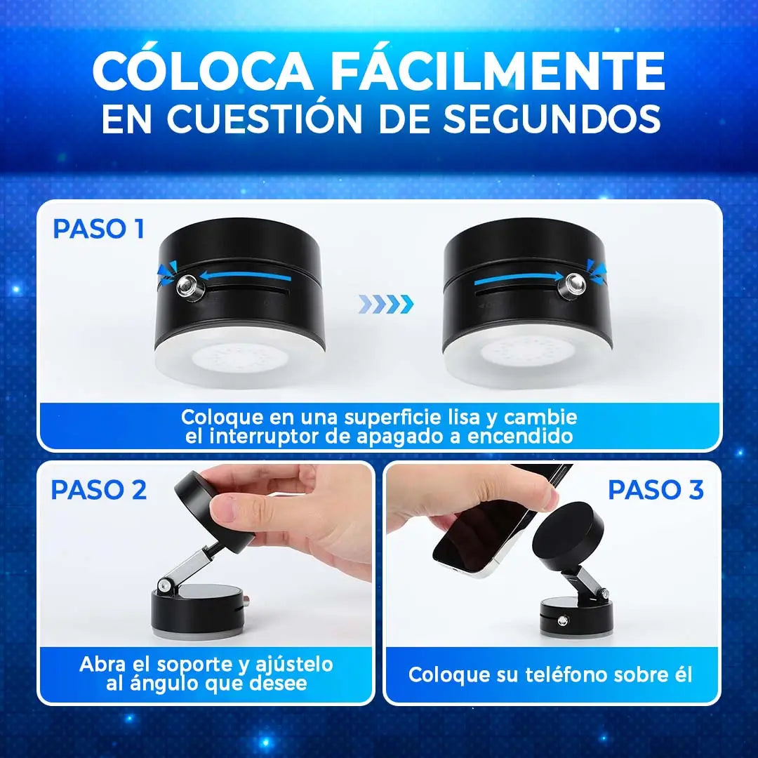 Soporte Magnético con Ventosa 360° Tu teléfono más seguro y a la vista