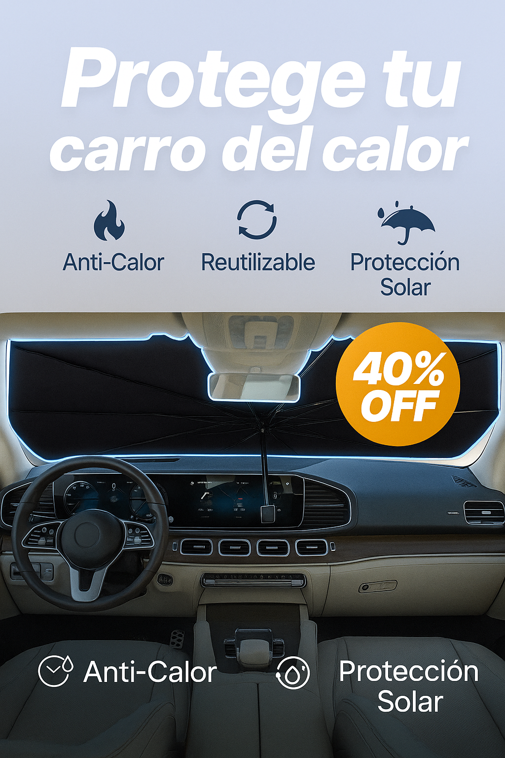 Sombrilla Parasol Solar para Carros - Te cuida y cuida tu carro