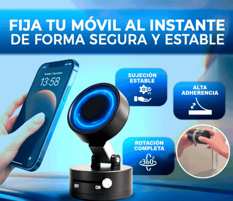 Soporte Magnético con Ventosa 360° Tu teléfono más seguro y a la vista