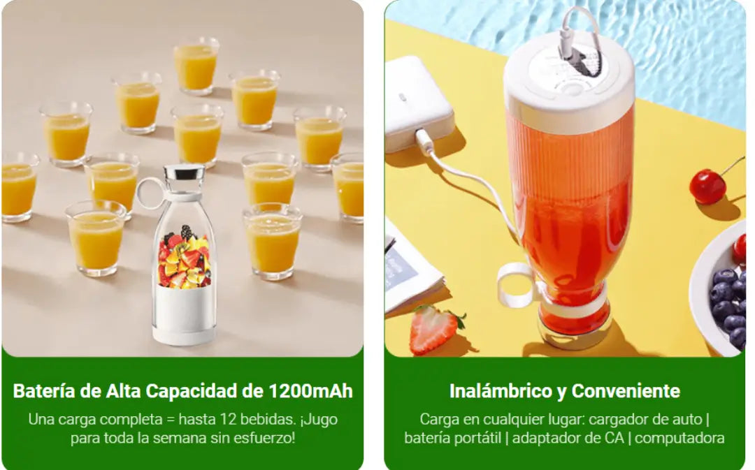 Licuadora Portátil Inalámbrica Multiuso – Mezcla, Tritura y Prepara en Segundos