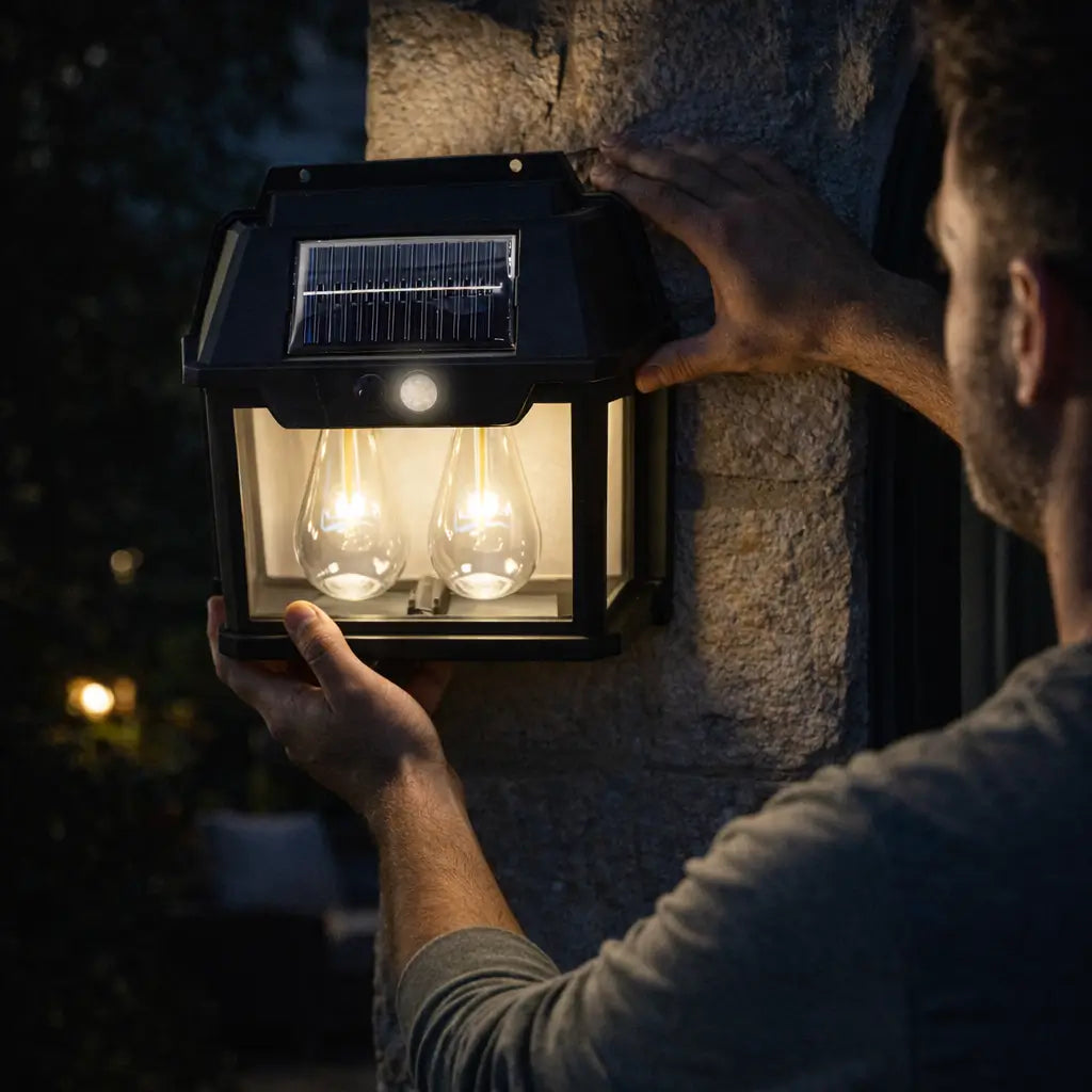 Nueva lámpara de pared solar 2 Bombillos para exteriores